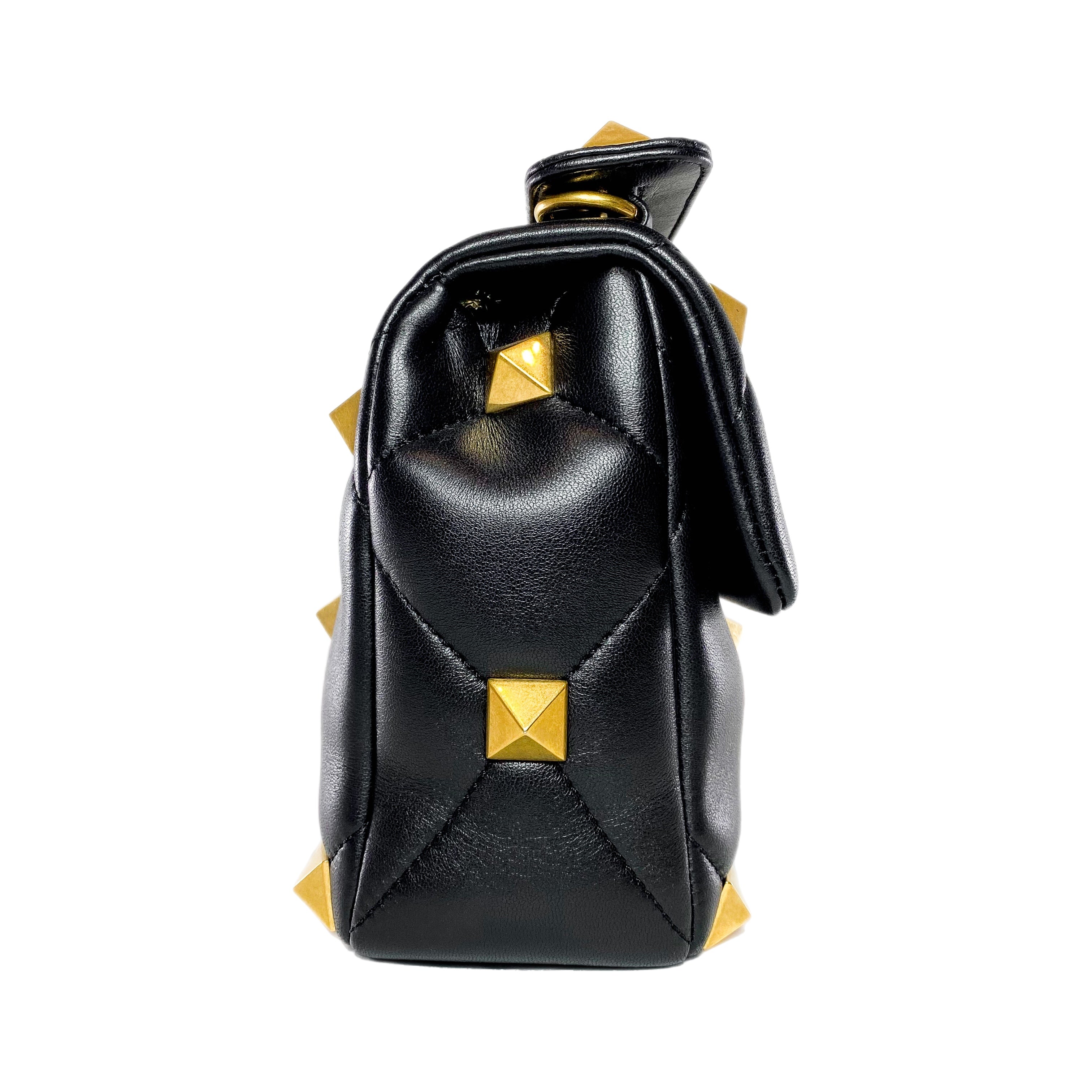 Valentino Large Black Roman Stud Flap Bag