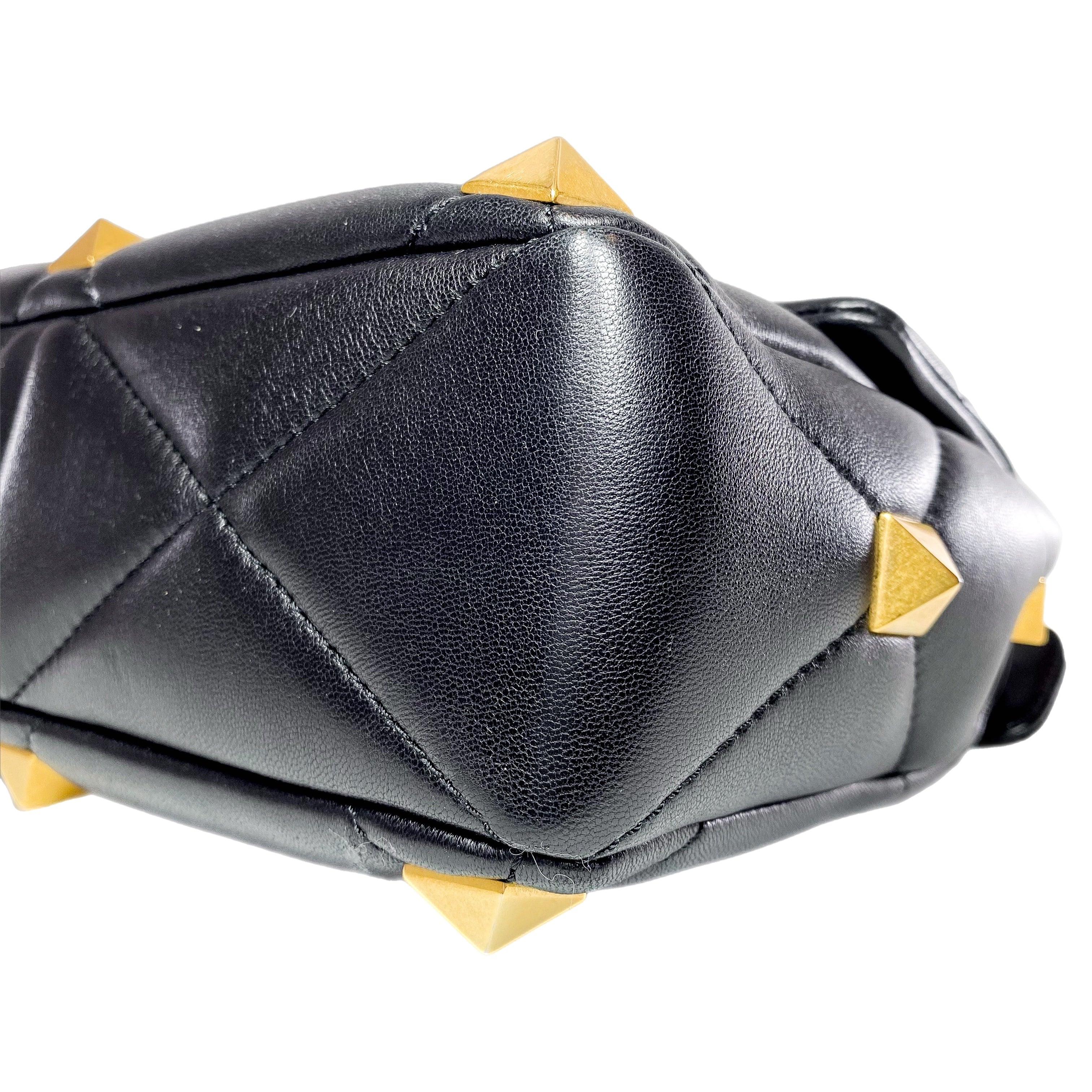 Valentino Large Black Roman Stud Flap Bag