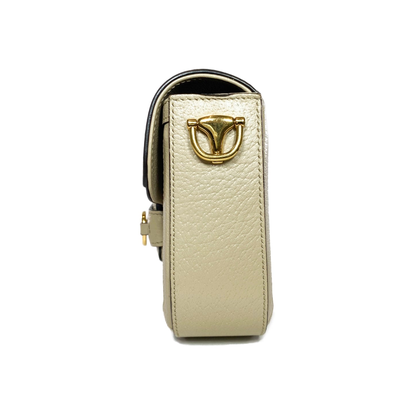 Gucci Supreme Monogram Textured Dollar Calfskin Web Mini Horsebit 1955 Beige Mystic White Oatmeal Shoulder Bag