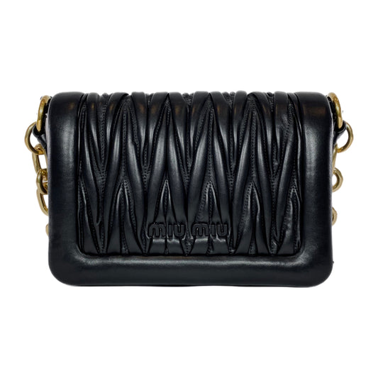 Miu Miu Black Matelasse Shoulder Bag with Chain