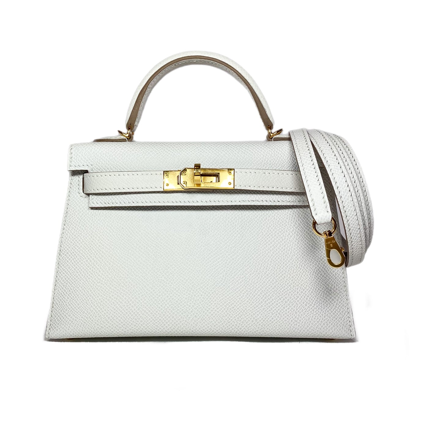 Hermes Mini Kelly 20 Gris Pale Epsom Gold Hardware