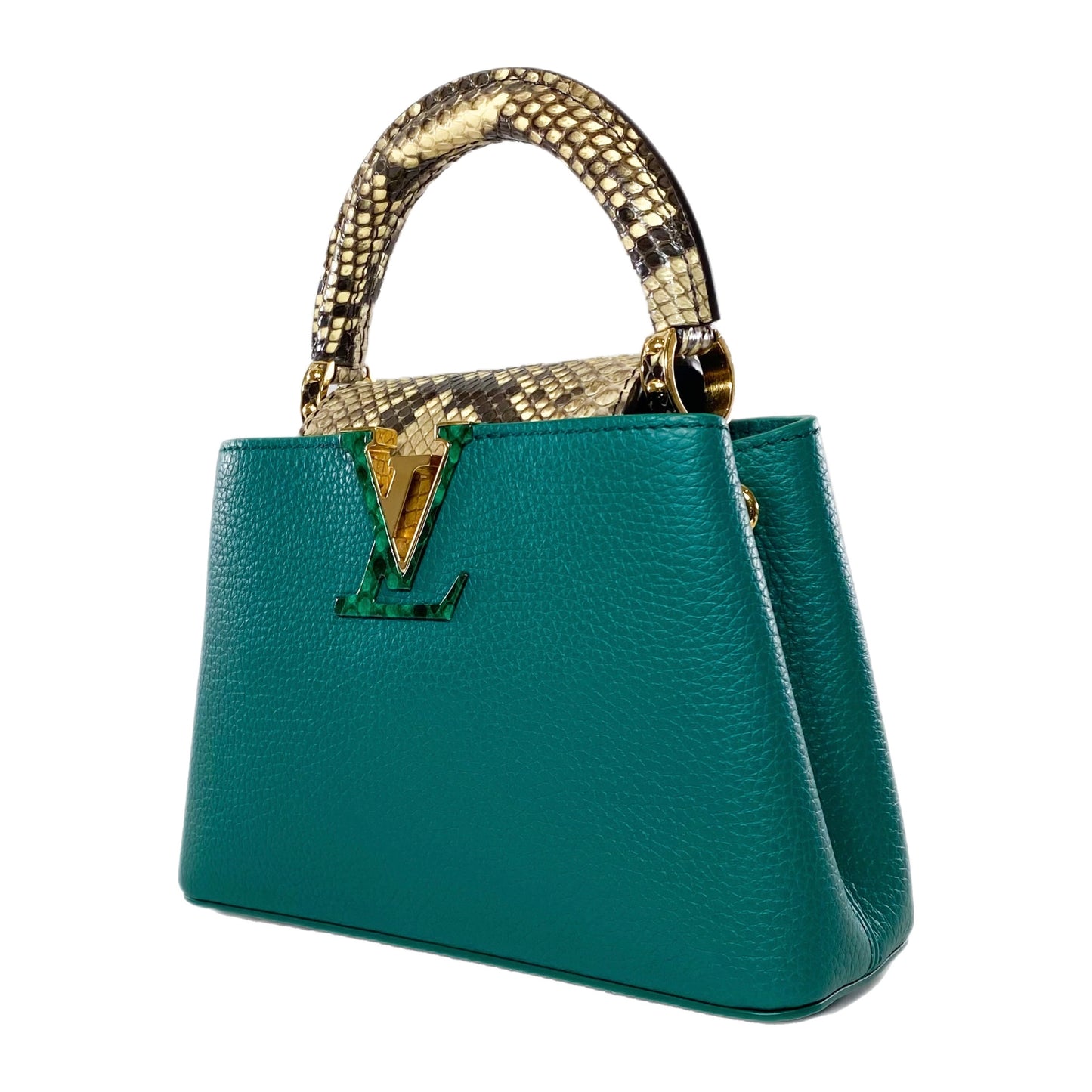 Louis Vuitton Emeraude Green Mini Python Capucines