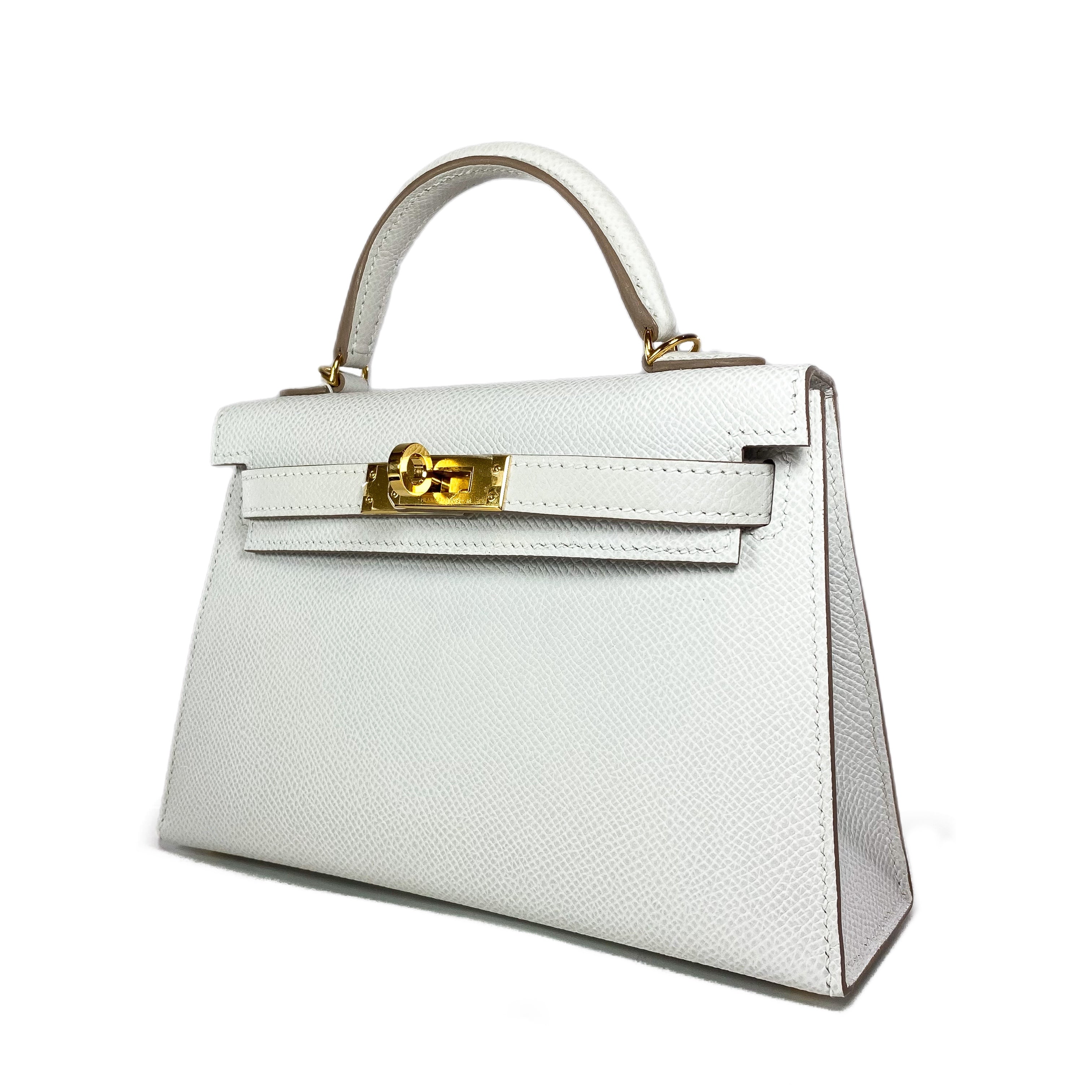 Hermes Mini Kelly 20 Gris Pale Epsom Gold Hardware