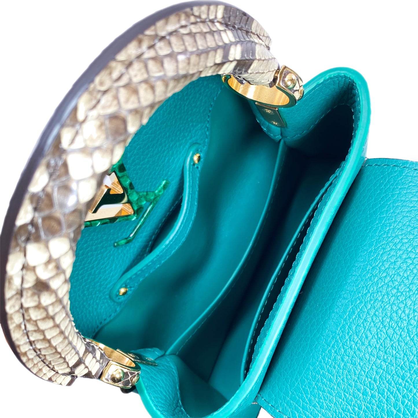 Louis Vuitton Emeraude Green Mini Python Capucines
