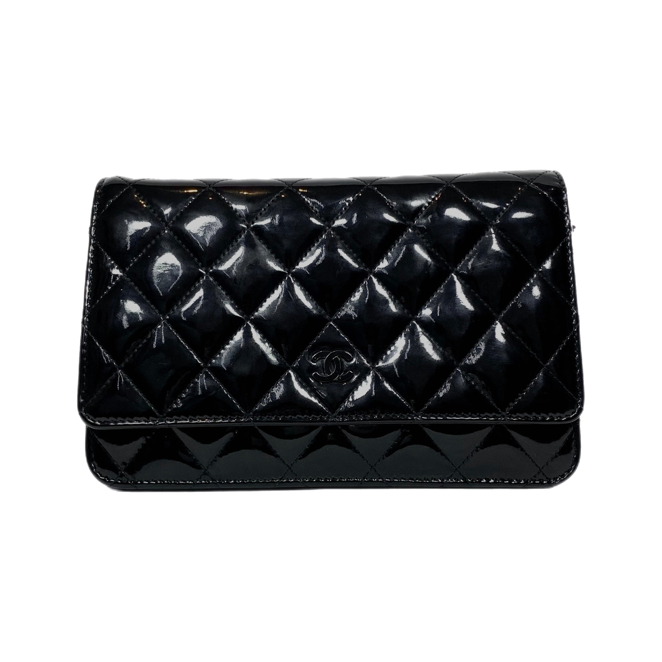 Chanel Black Patent Wallet On Chain