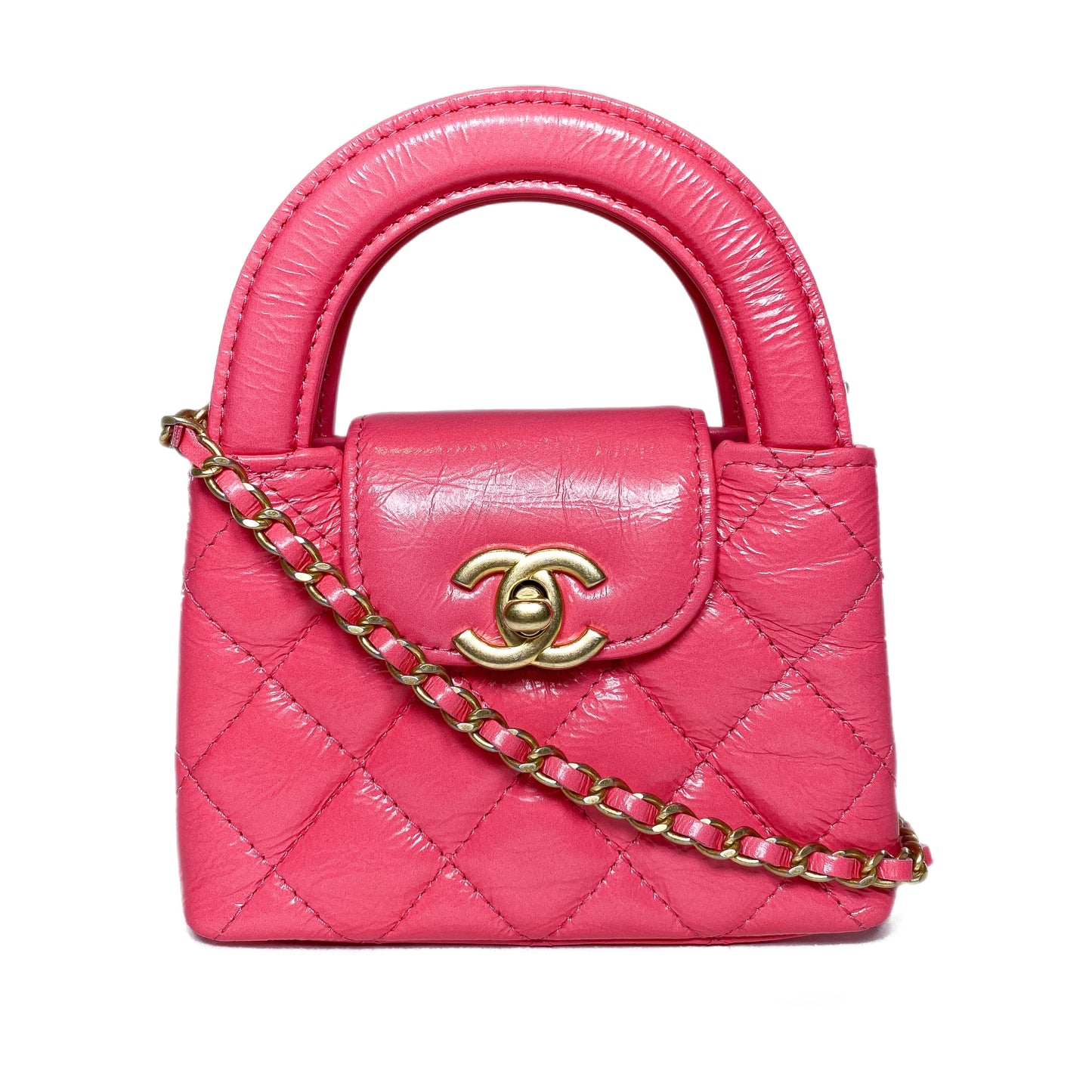 Chanel Hot Pink Mini Nano Kelly Top Handle