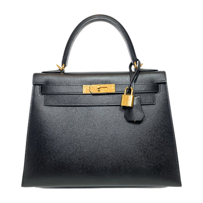 Hermes Kelly 28 Black Epsom Gold Hardware