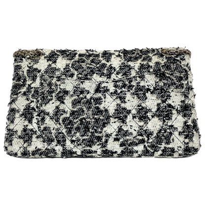 Chanel 2.55 Reissue 226 Black White Tweed Camellia Flap Bag