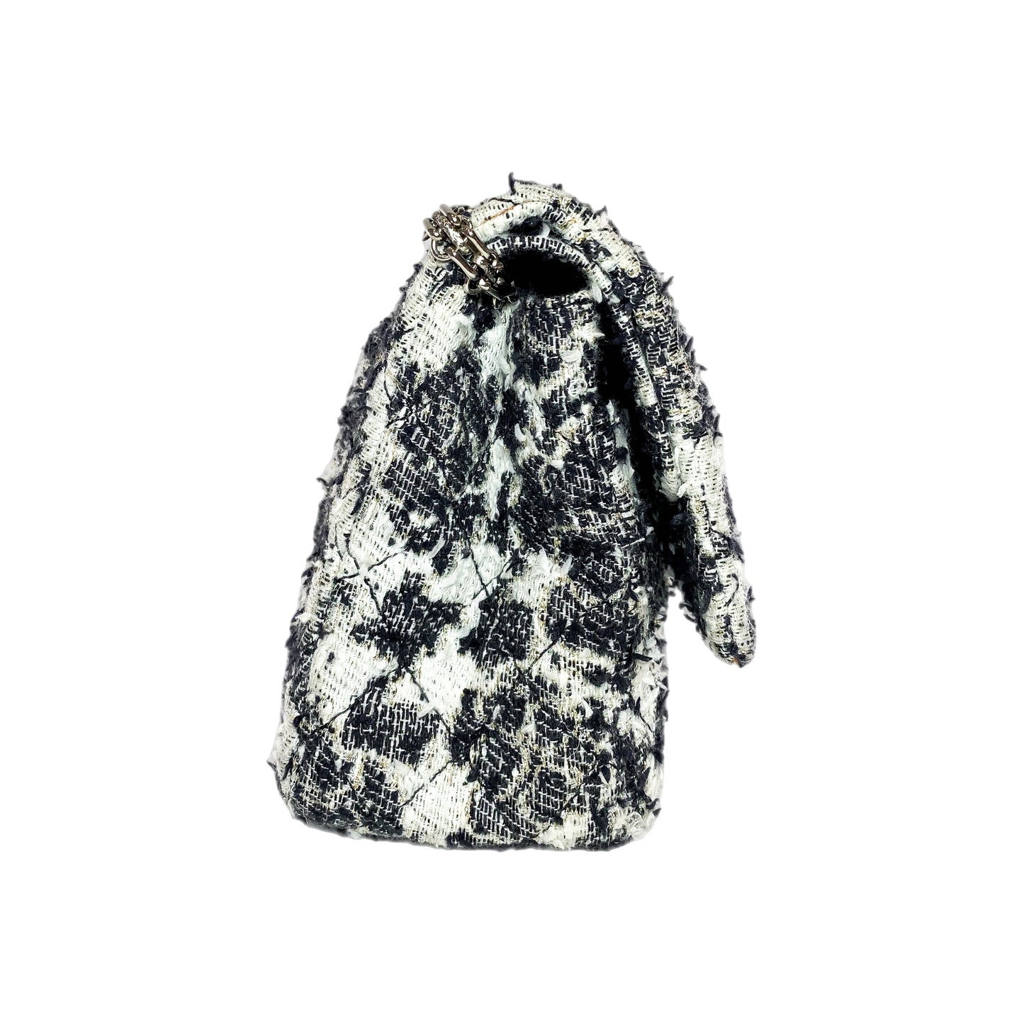 Chanel 2.55 Reissue 226 Black White Tweed Camellia Flap Bag