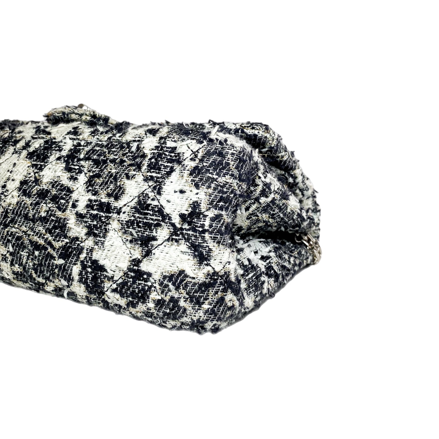 Chanel 2.55 Reissue 226 Black White Tweed Camellia Flap Bag