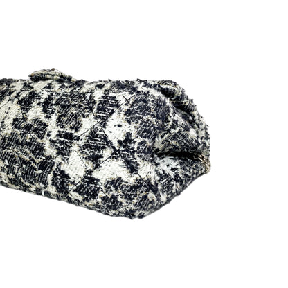 Chanel 2.55 Reissue 226 Black White Tweed Camellia Flap Bag