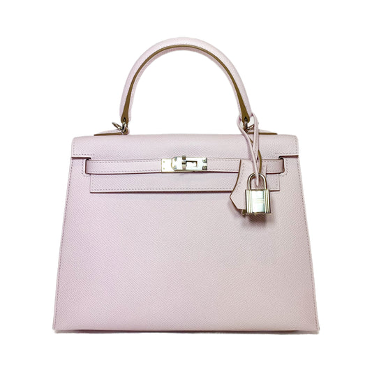 Hermes Kelly 25 Mauve Pale Epsom Palladium Hardware