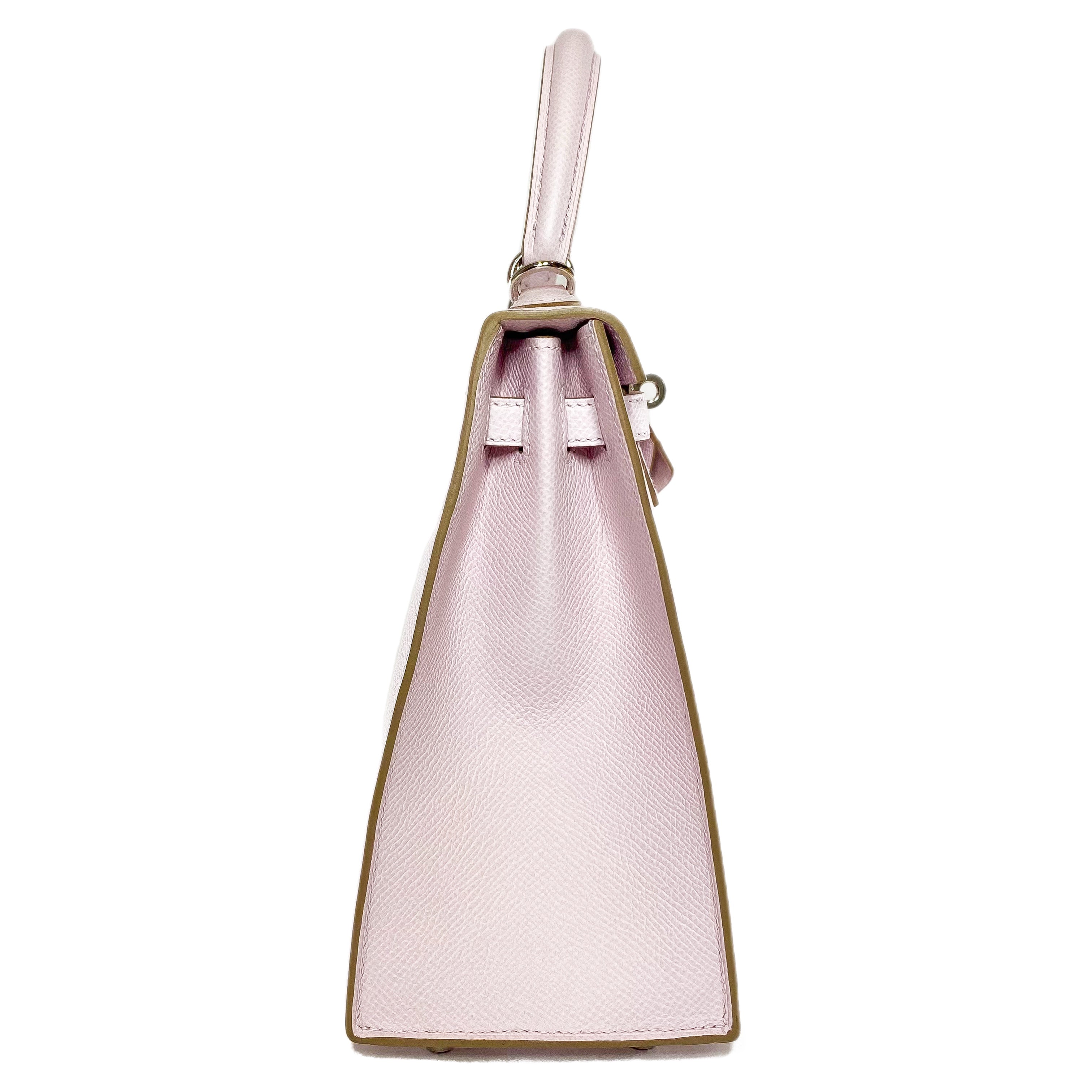 Hermes Kelly 25 Mauve Pale Epsom Palladium Hardware