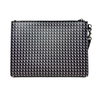 Valentino Black Gray Graphic Pouch with Wrist Strap