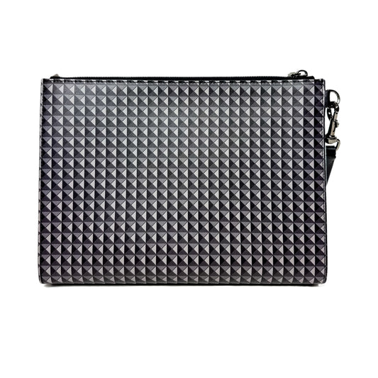 Valentino Black Gray Graphic Pouch with Wrist Strap