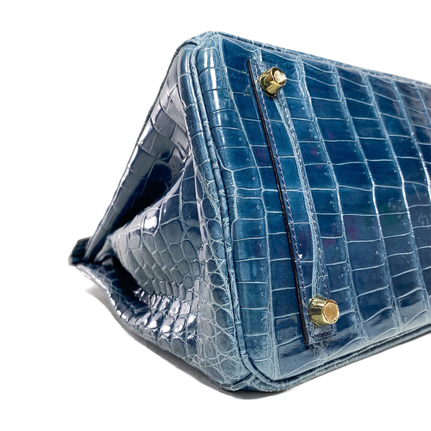 Hermes Birkin 30 Blue Tempete Porosus Crocodile Gold Hardware