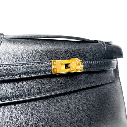 Hermes Kelly Pochette Noir Madame Gold Hardware