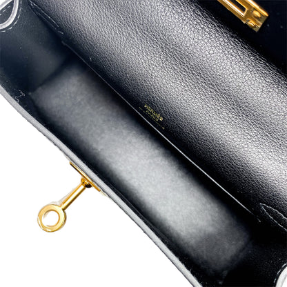 Hermes Kelly Pochette Noir Madame Gold Hardware