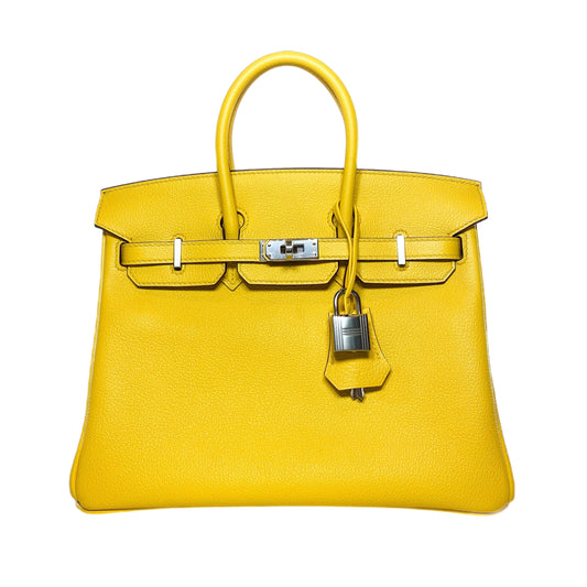 Hermes Birkin 25 Jaune de Naples Novillo Palladium Hardware