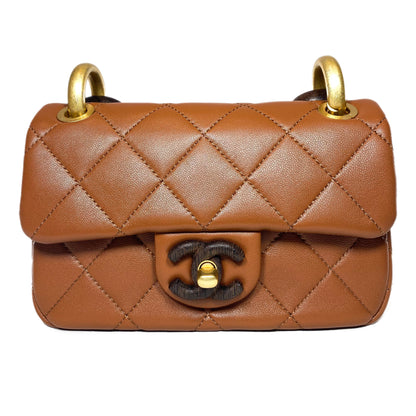Chanel Caramel Brown Paris-Dakar Wenge Wood Mini Rectangular Flap Bag