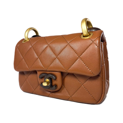 Chanel Caramel Brown Paris-Dakar Wenge Wood Mini Rectangular Flap Bag