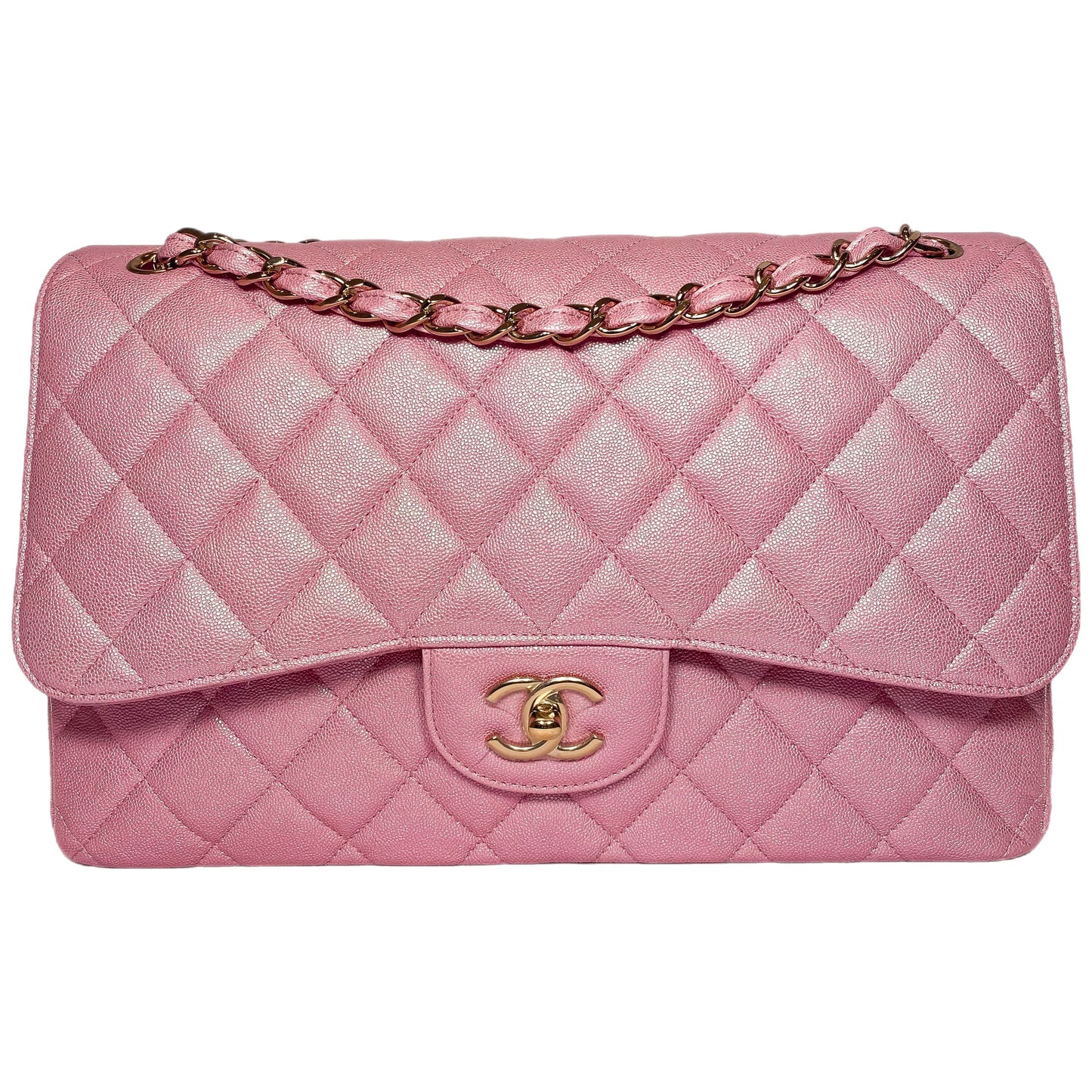 Chanel Iridescent Rose Pink Jumbo Double Flap Bag