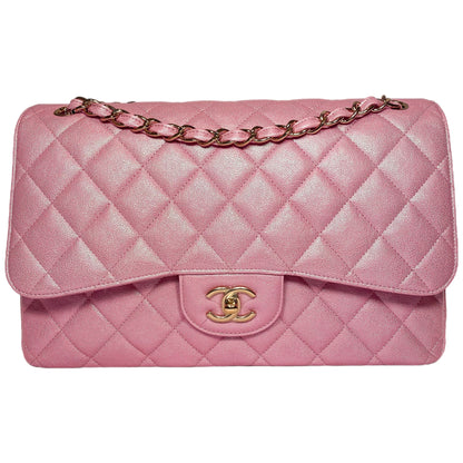 Chanel Iridescent Rose Pink Jumbo Double Flap Bag