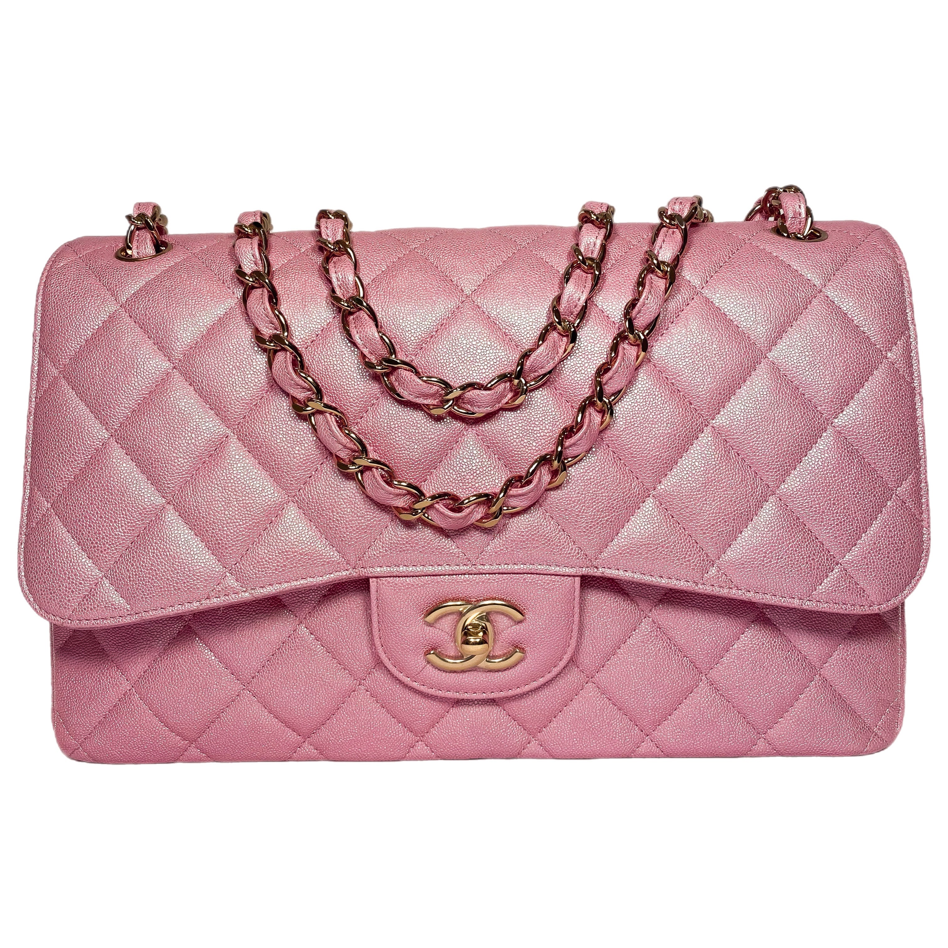 Chanel Iridescent Rose Pink Jumbo Double Flap Bag