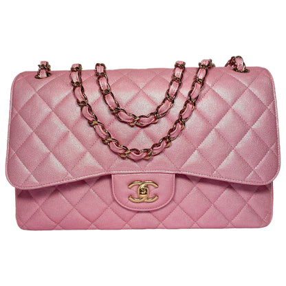 Chanel Iridescent Rose Pink Jumbo Double Flap Bag