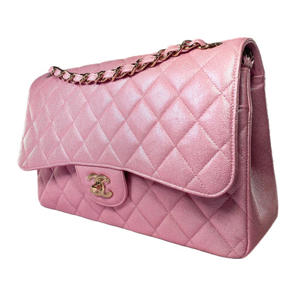 Chanel Iridescent Rose Pink Jumbo Double Flap Bag