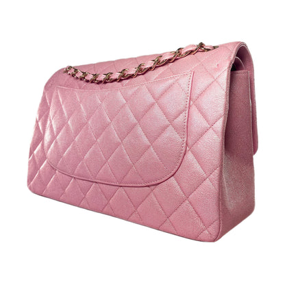 Chanel Iridescent Rose Pink Jumbo Double Flap Bag