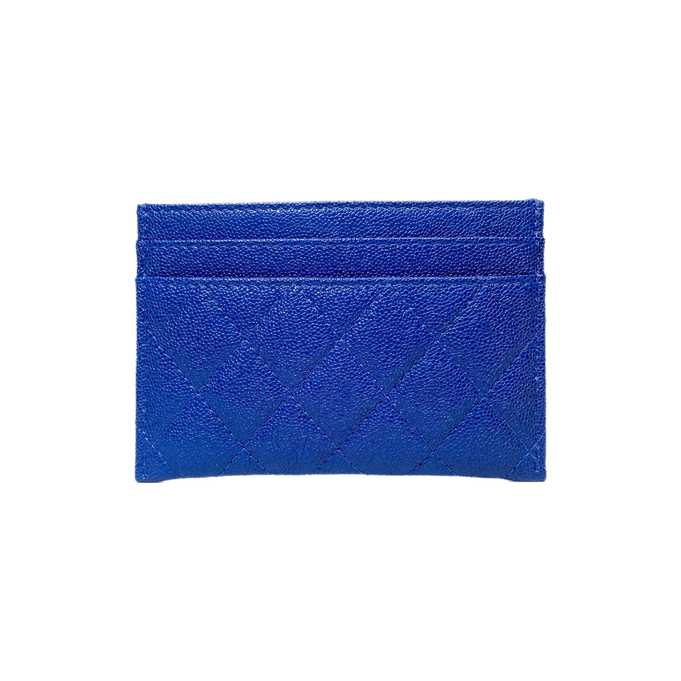 Chanel Blue Quilted Caviar Boy Card Case