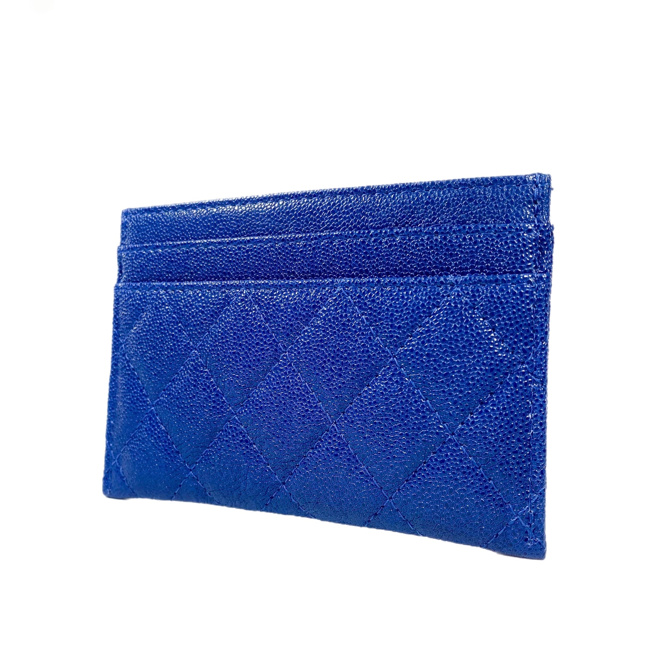 Chanel Blue Quilted Caviar Boy Card Case