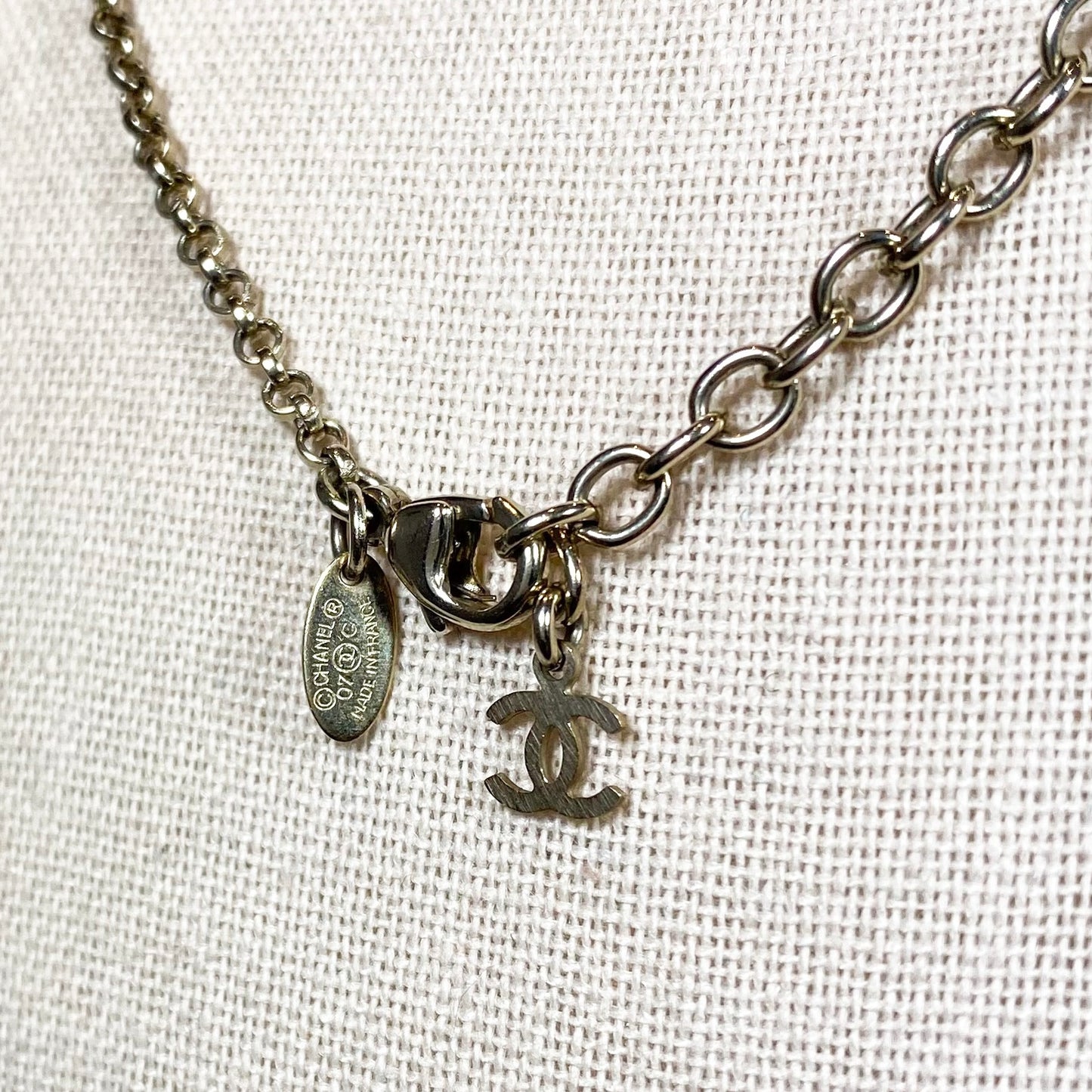 Chanel Black Resin and Silver Crystal Necklace