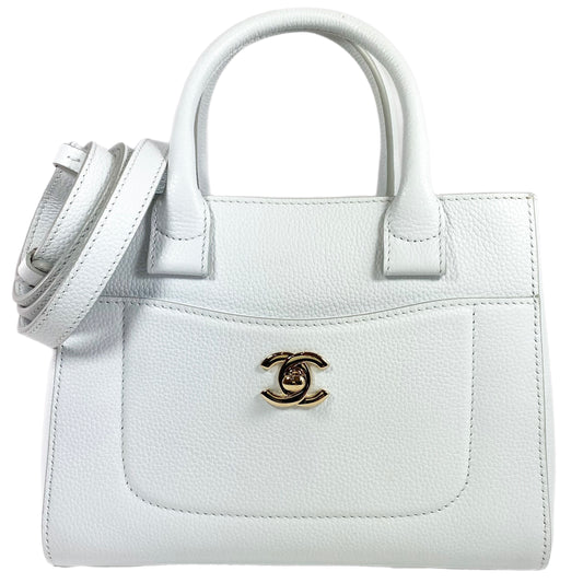 Chanel Mini Calfskin White Neo Executive Shopper Tote