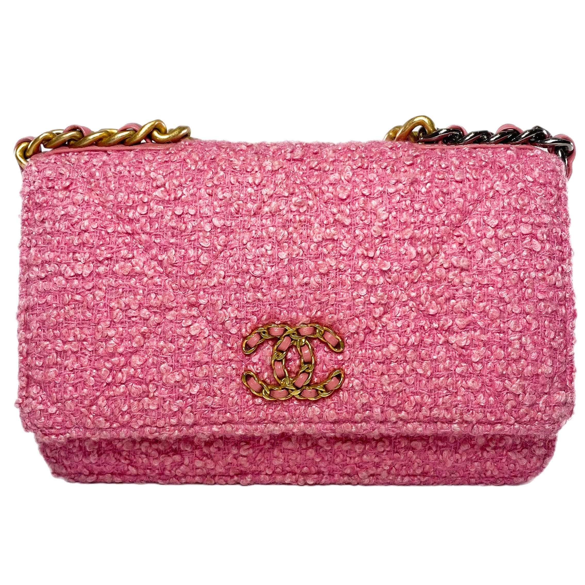 Chanel Pink Tweed Wallet on Chain