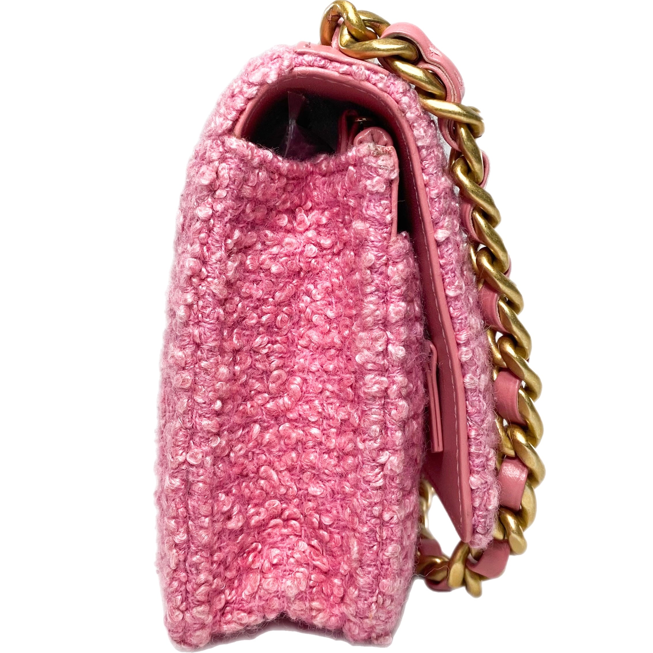 Chanel Pink Tweed Wallet On Chain 19