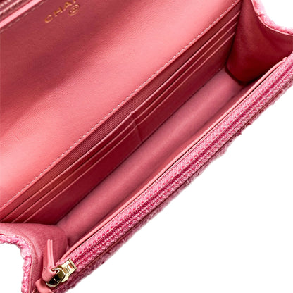 Chanel Pink Tweed Wallet On Chain 19
