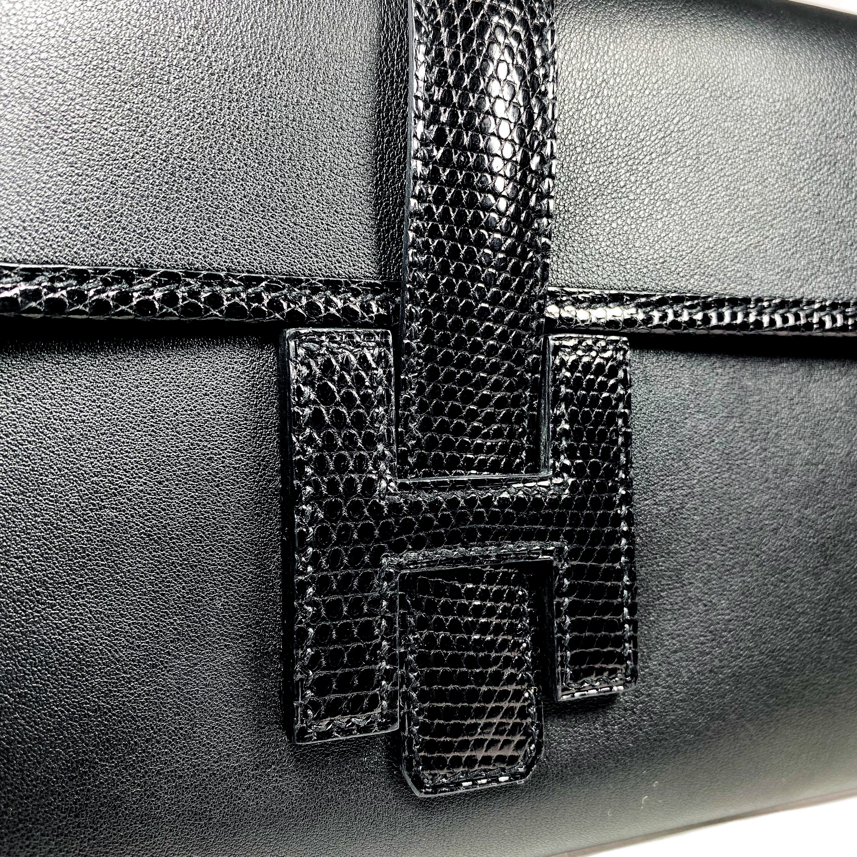 Hermes Jige Elan 29 Black Swift Lizard