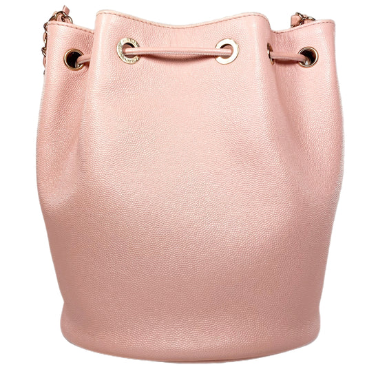 Chanel Light Pink Caviar Deauville Drawstring Bucket Bag