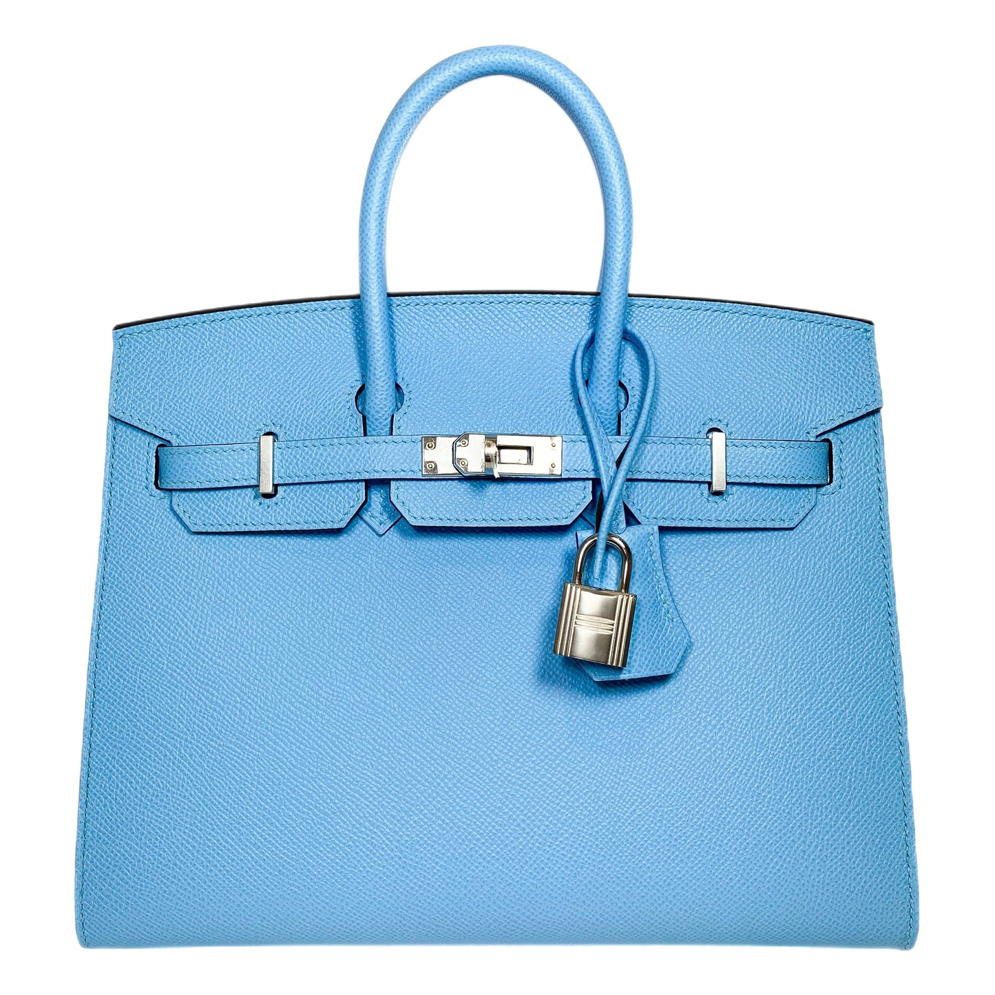 Hermes Birkin 25 Bleu Celeste Sellier Epsom Palladium Hardware