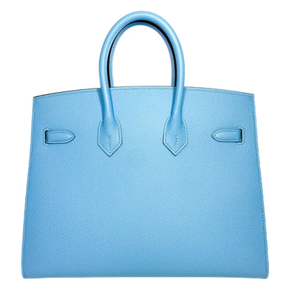 Hermes Birkin 25 Bleu Celeste Sellier Epsom Palladium Hardware