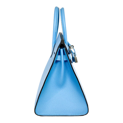 Hermes Birkin 25 Bleu Celeste Sellier Epsom Palladium Hardware