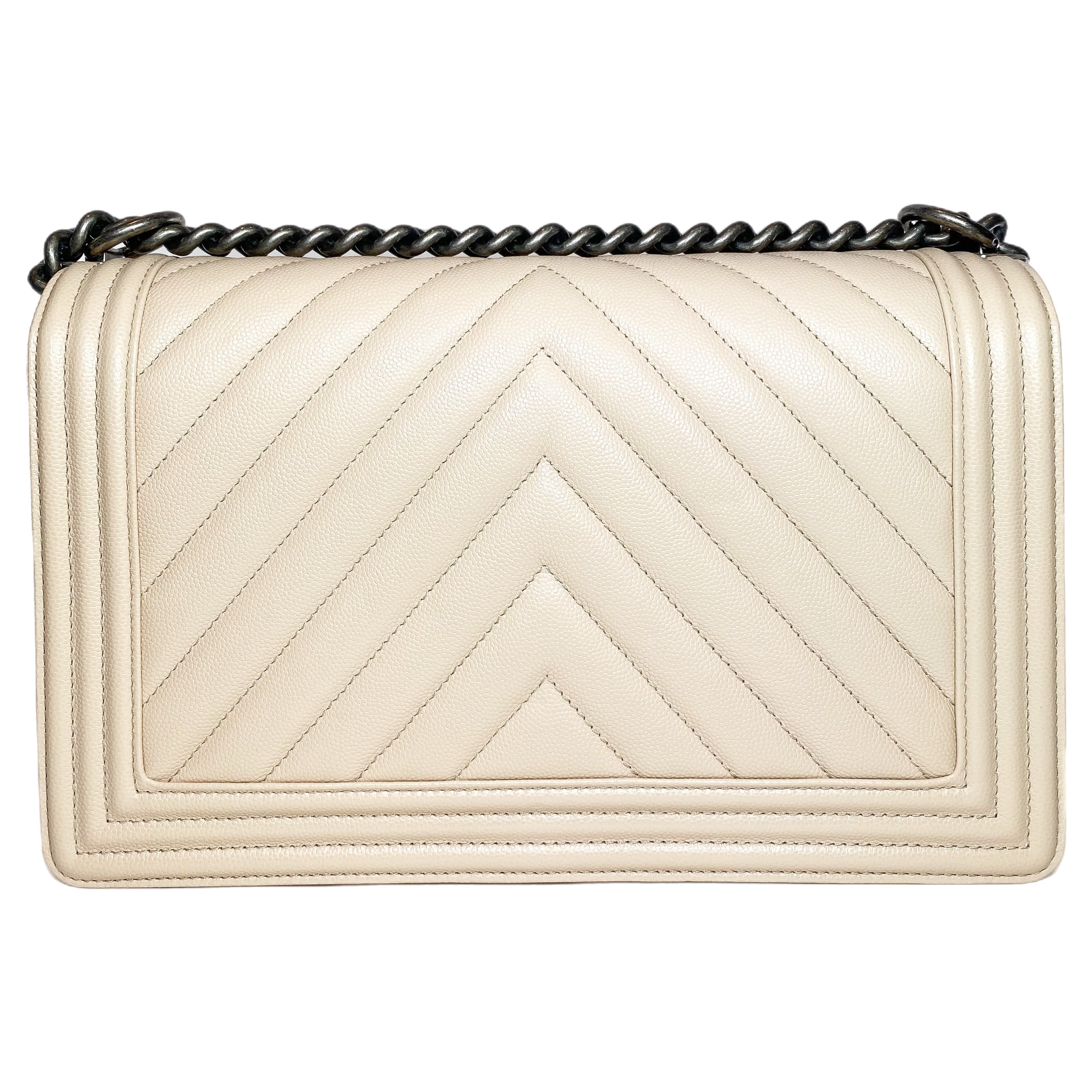 Chanel Beige Chevron Boy Bag Consign of the Times ™
