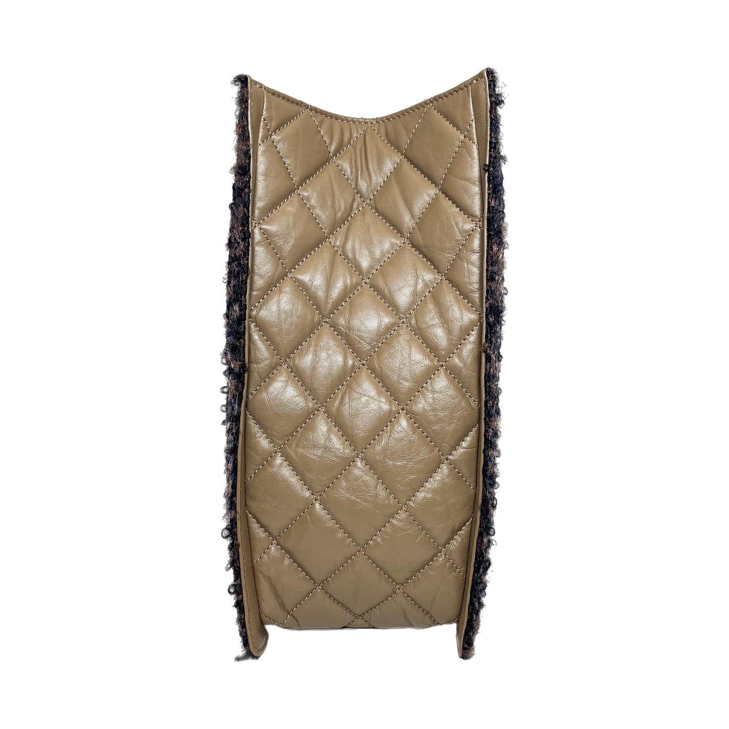 Chanel Brown Quilted Tweed Trim Secrets Tote Bag