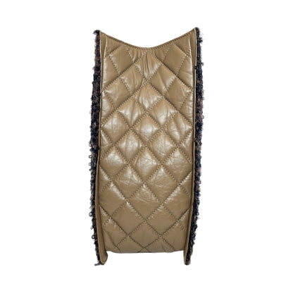 Chanel Brown Quilted Tweed Trim Secrets Tote Bag