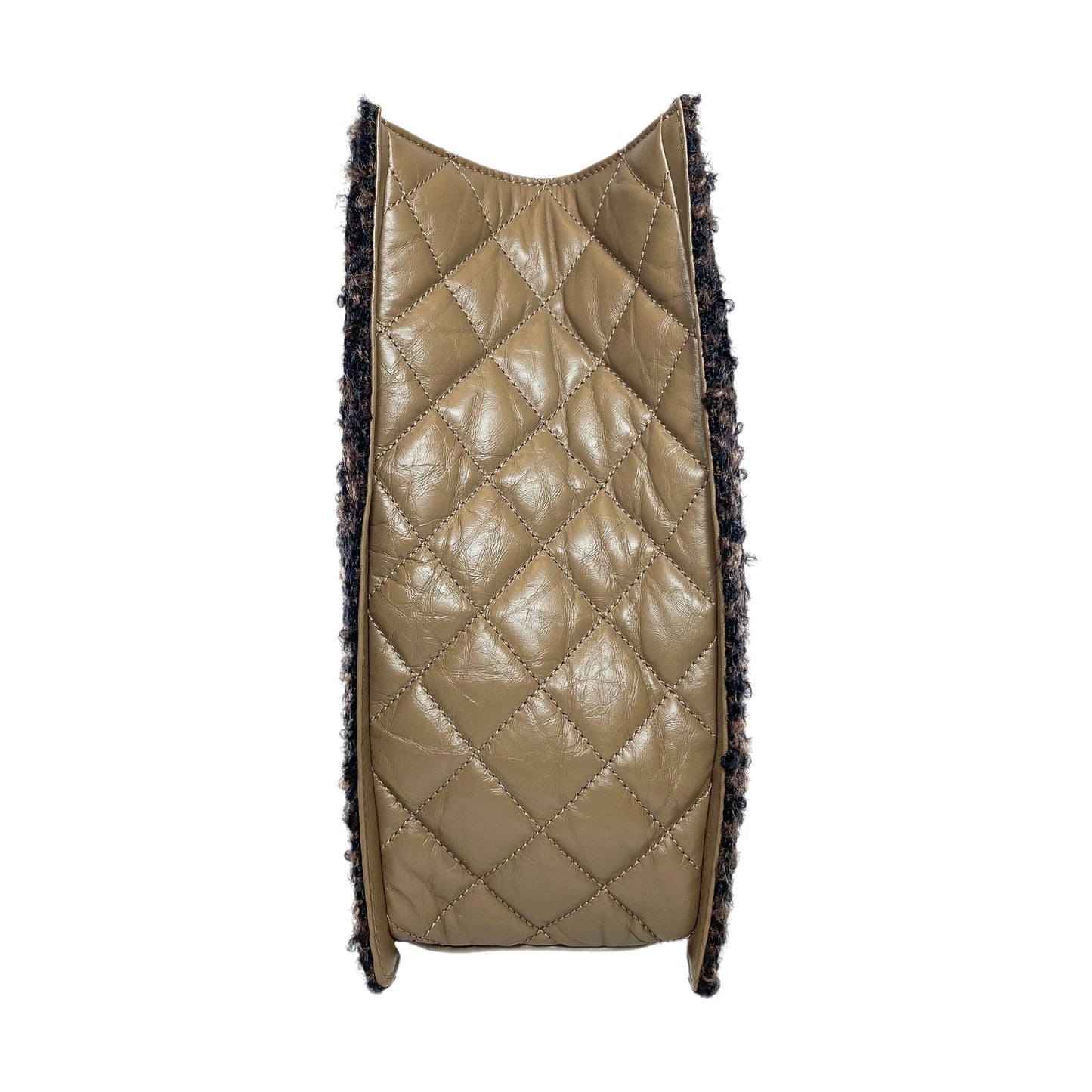 Chanel Brown Quilted Tweed Trim Secrets Tote Bag