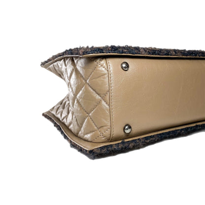 Chanel Brown Quilted Tweed Trim Secrets Tote Bag