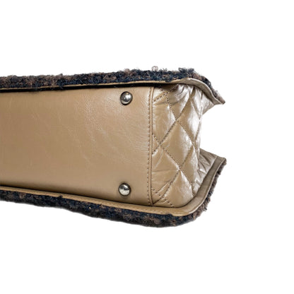 Chanel Brown Quilted Tweed Trim Secrets Tote Bag