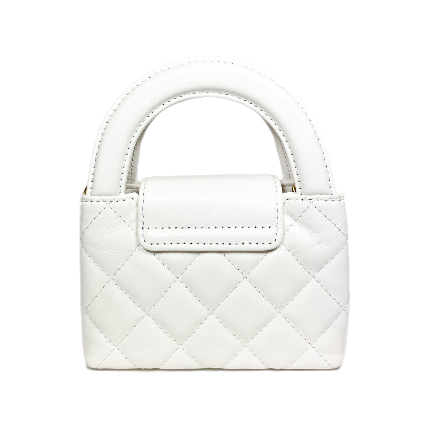 Chanel White Mini Nano Kelly Top Handle